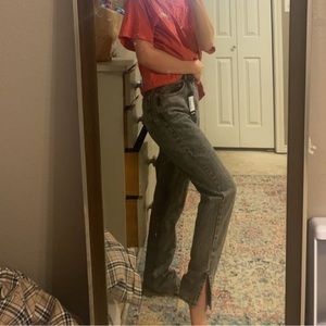 Black ankle slit jeans